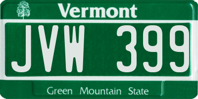 VT license plate JVW399