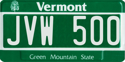 VT license plate JVW500