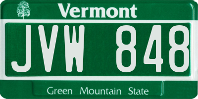 VT license plate JVW848