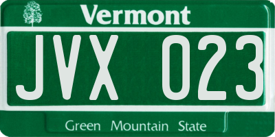 VT license plate JVX023