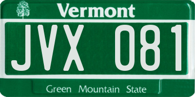 VT license plate JVX081