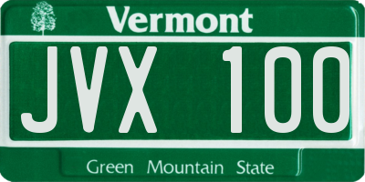 VT license plate JVX100