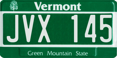 VT license plate JVX145