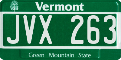 VT license plate JVX263