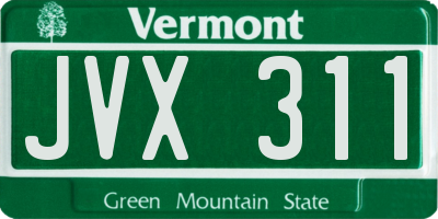 VT license plate JVX311