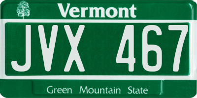 VT license plate JVX467
