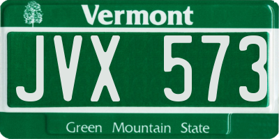 VT license plate JVX573