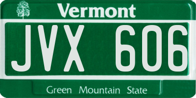 VT license plate JVX606