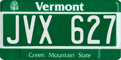 VT license plate JVX627