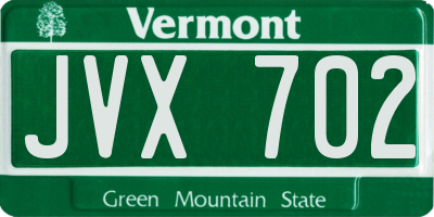 VT license plate JVX702