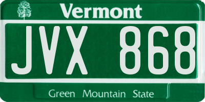 VT license plate JVX868