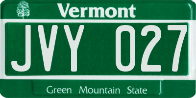 VT license plate JVY027