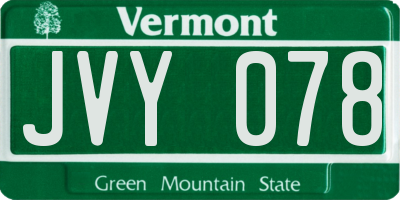 VT license plate JVY078