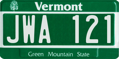 VT license plate JWA121