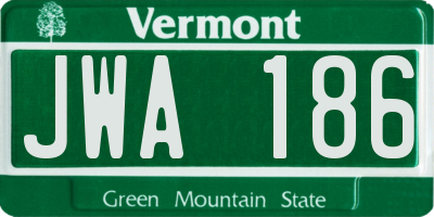 VT license plate JWA186