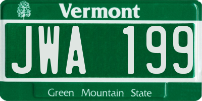 VT license plate JWA199