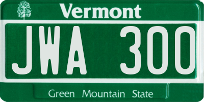 VT license plate JWA300