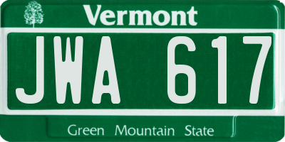 VT license plate JWA617