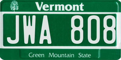 VT license plate JWA808