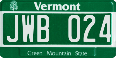 VT license plate JWB024