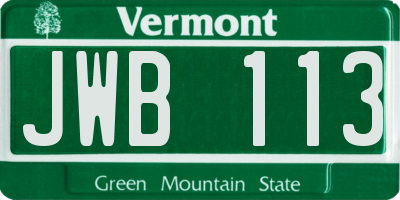 VT license plate JWB113