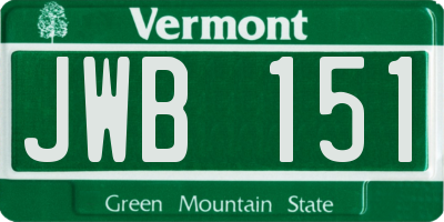 VT license plate JWB151