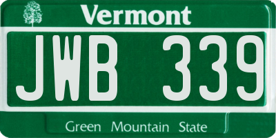 VT license plate JWB339