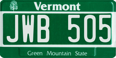VT license plate JWB505