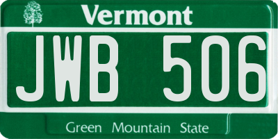 VT license plate JWB506