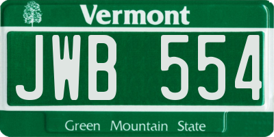 VT license plate JWB554