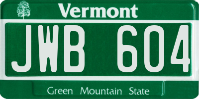 VT license plate JWB604