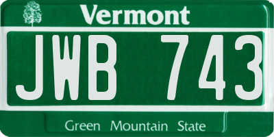 VT license plate JWB743