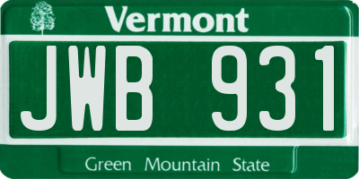 VT license plate JWB931