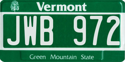 VT license plate JWB972