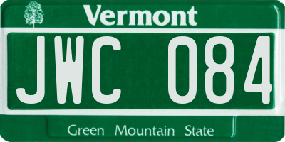 VT license plate JWC084