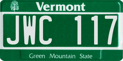 VT license plate JWC117