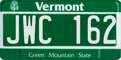 VT license plate JWC162