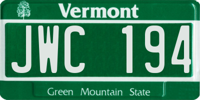 VT license plate JWC194