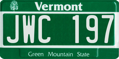VT license plate JWC197