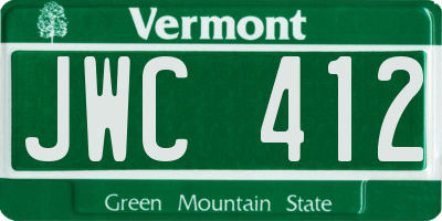 VT license plate JWC412
