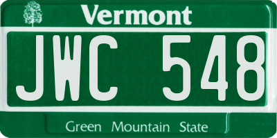 VT license plate JWC548
