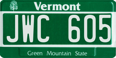 VT license plate JWC605