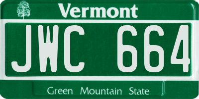 VT license plate JWC664