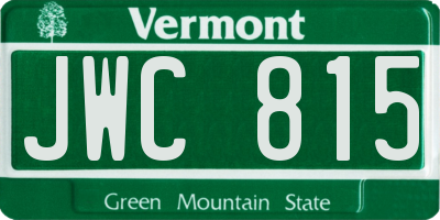 VT license plate JWC815