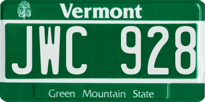 VT license plate JWC928