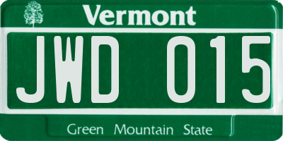VT license plate JWD015