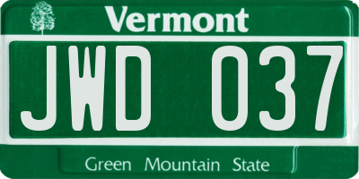 VT license plate JWD037