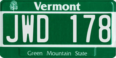 VT license plate JWD178