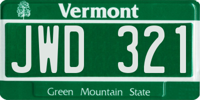 VT license plate JWD321