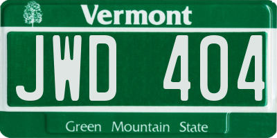 VT license plate JWD404